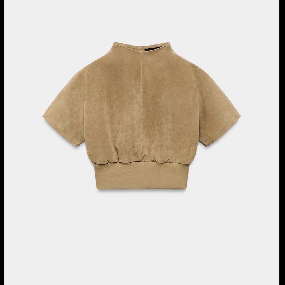 Zara NWT Short-Sleeve Suede Top